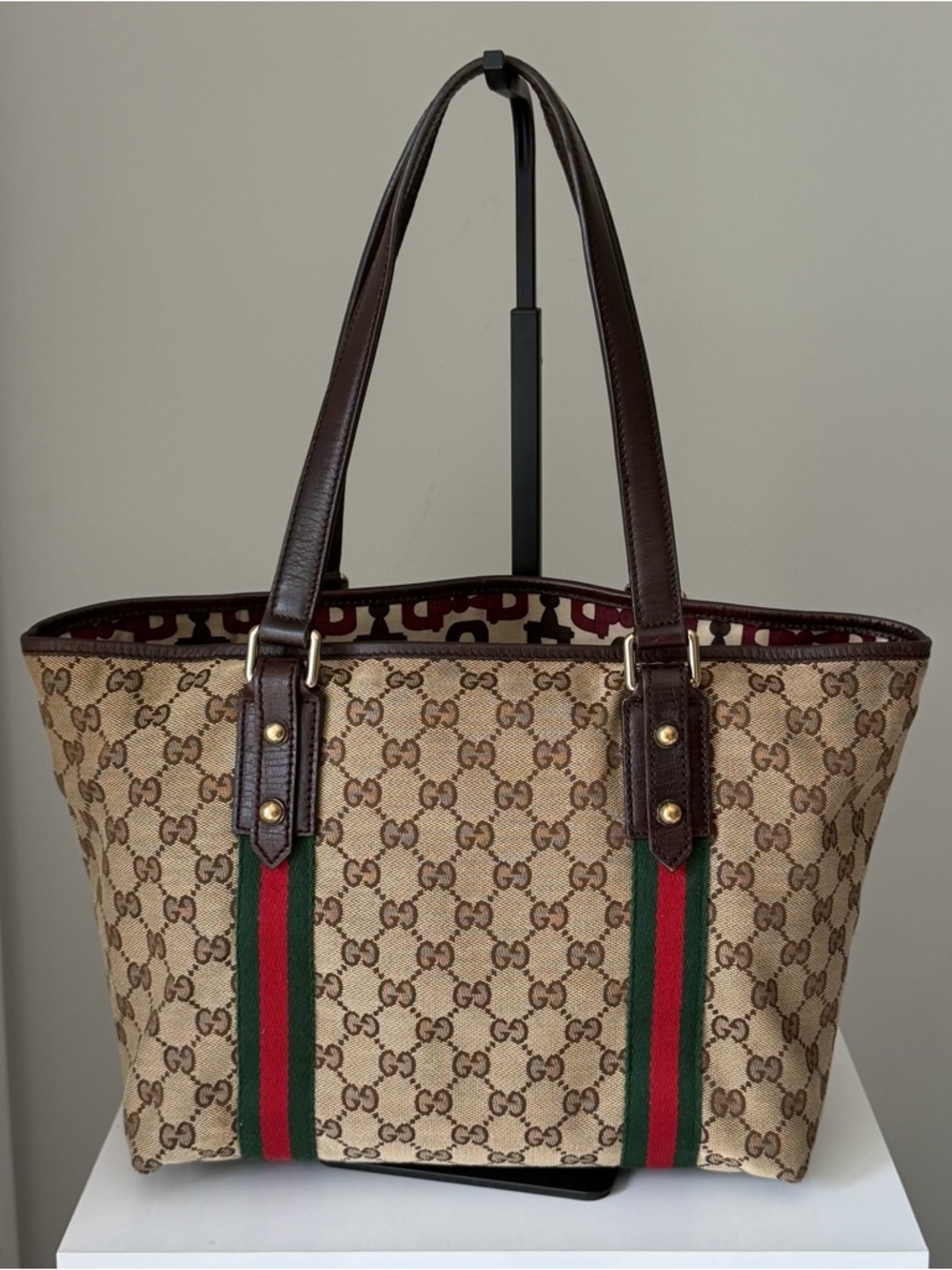 Gucci GG Supreme Jolicoeur Web Stripe Tote Bag Small Ophidia Style - Picture 3 of 15